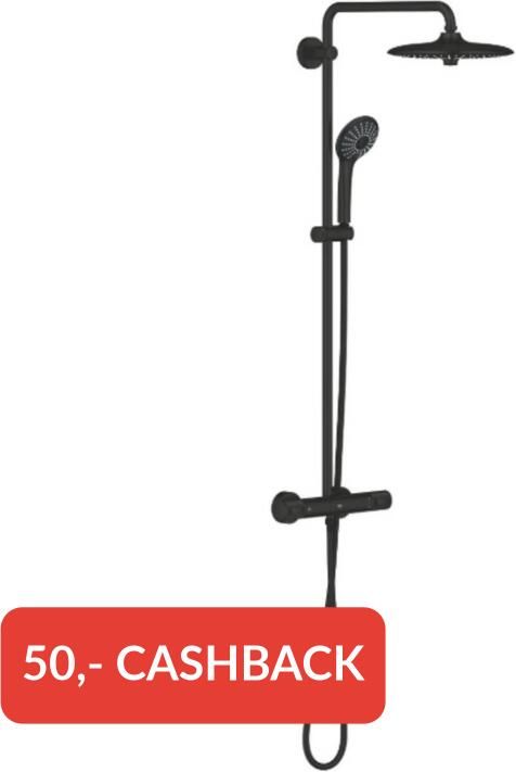 GROHE QuickFix Vitalio Joy 260 opbouw regendouche met 6 straalsoorten Ø26cm matt black