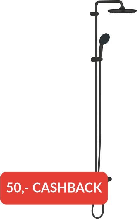 Grohe Vitalio Start douchesysteem m. badkraan thermostatisch m. aquadimmerm. hoofddouche Ø25cm en handdouche Ø11cm mat zwart 269882431 - Foto 2