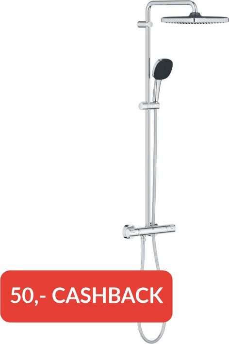 Grohe Vitalio Comfort 250 douchesysteem thermostatisch hoofddouche 1 straalsoort en handd. 2 straalsoorten chroom 26696001