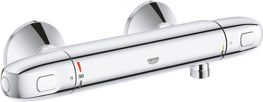 Grohe Grohtherm 1000 New douchekraan thermostatisch zonder omstel met koppelingen EcoJoy en volumegreep met ecobutton chroom 34143003