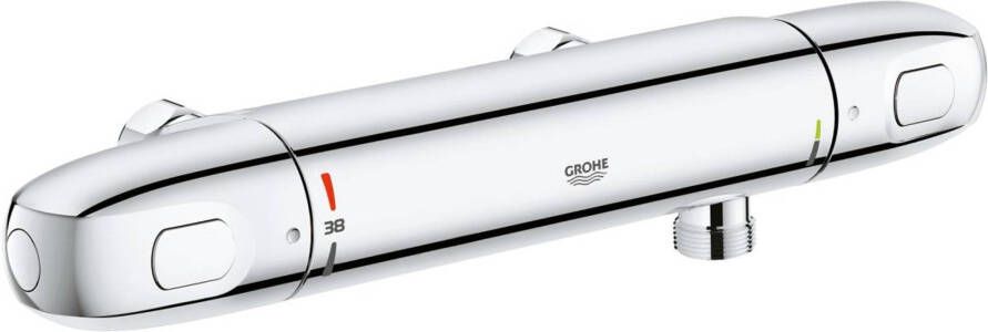 Grohe Grohtherm 1000 New douchekraan thermostatisch zonder koppelingen zonder omstel HOH=12cm ecojoy en volumegreep met ecobutton chroom