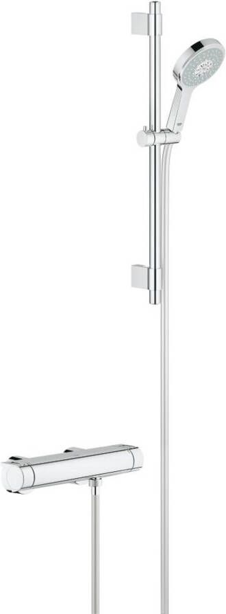 Grohe Grohtherm 2000 douchekraan thermostatisch met glijstang 60cm en cosmopolitan handdouche massage chroom 34281001