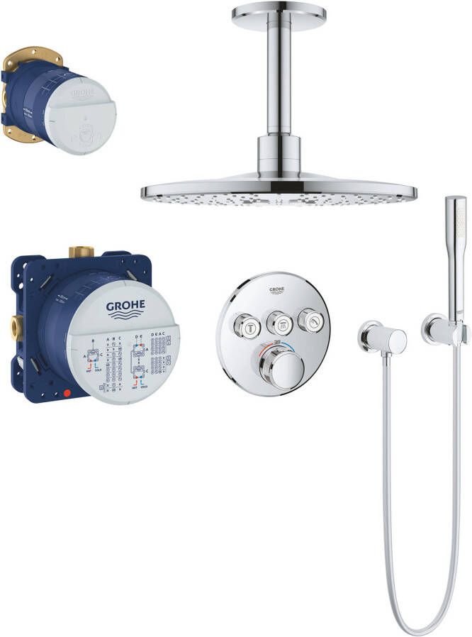 Grohe Grohtherm Smartcontrol 310 Perfect inbouw regendoucheset met 3 straalsoorten en plafondaansluiting Ø31cm chroom