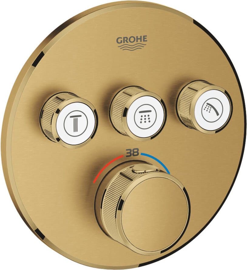 GROHE Grohtherm SmartControl Opbouwdeel douchethermostaatkraan rond eengreeps 1 gats 3x uitgang omstel cool sunrise geborsteld
