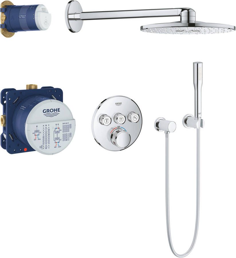 Grohe Grohtherm SmartControl Regendoucheset Inbouw hoofddouche rond 31cm 2 functies staafhanddouche 1 stand chroom 34705000