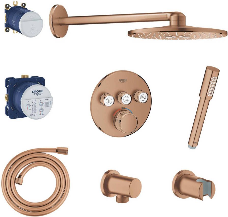 Grohe Grohtherm SmartControl Perfect regendoucheset met Rainshower 310 SmartActive Warm Sunset Geborsteld