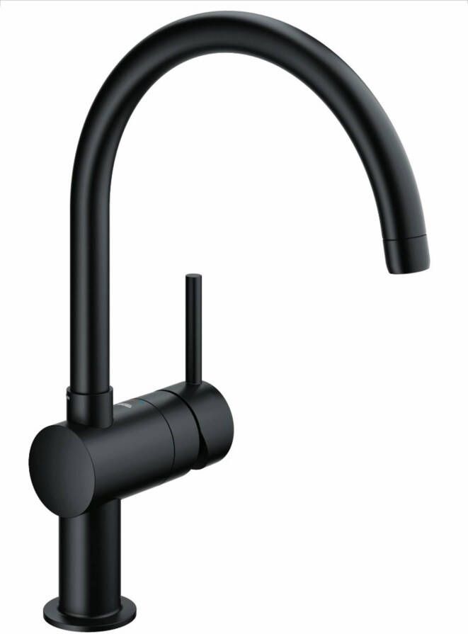 GROHE Minta Keukenmengkraan blad kraangat eengreeps 356mm hoogte 223mm C-uitloop draaibaar velvet zwart - Foto 2