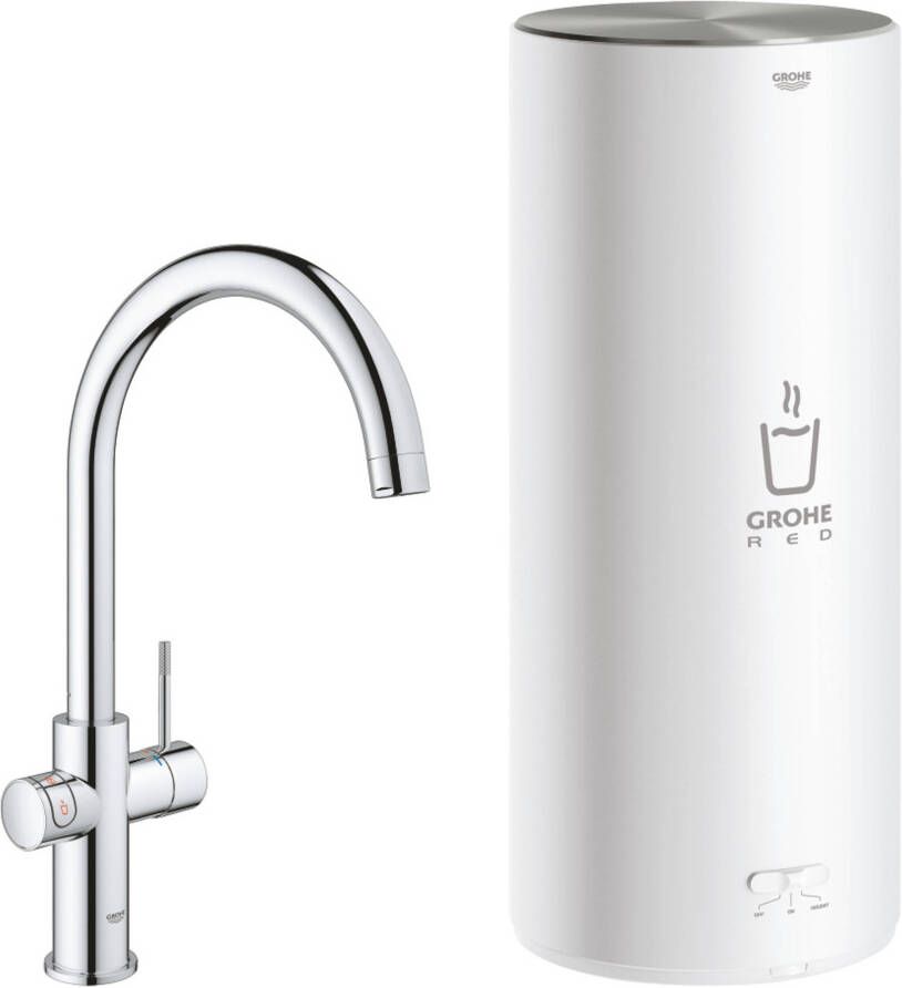 GROHE Red New Mono Keukenmengkraan eengreeps 7 liter boiler 339mm hoogte 153mm voorsprong C uitloop draaibaar supersteel - Foto 3