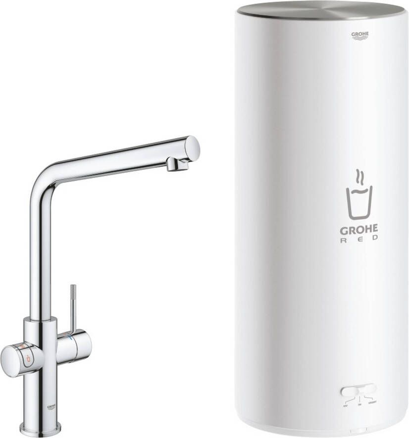 GROHE Red New Duo Keukenmengkraan eengreeps 7 liter boiler 378mm hoogte 221mm voorsprong L-uitloop draaibaar chroom - Foto 2