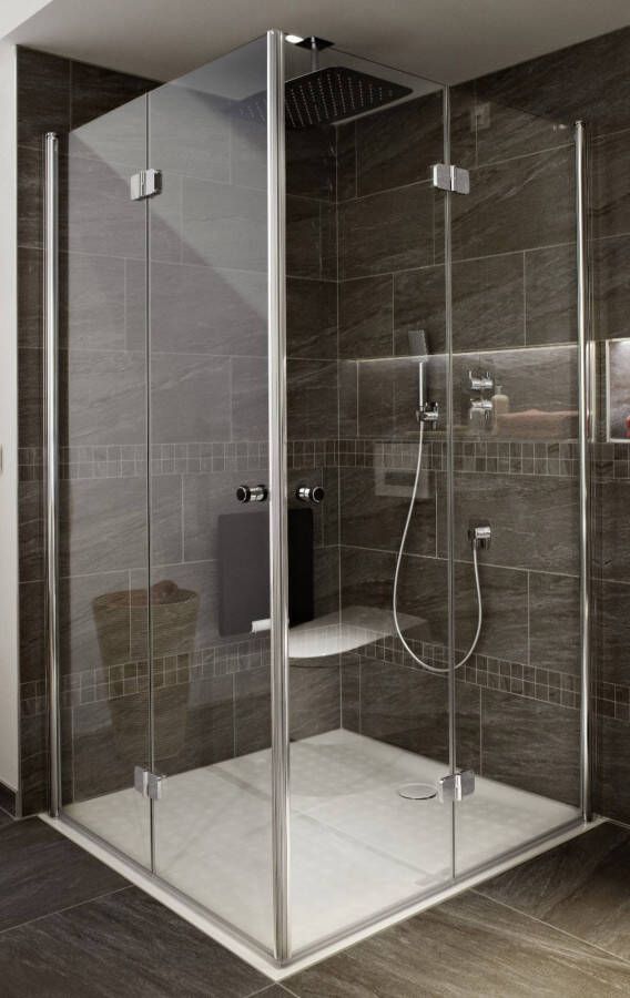 HSK Exklusiv douchecabine met draaivouwdeur 90x90x200cm alu zilver mat helder glas