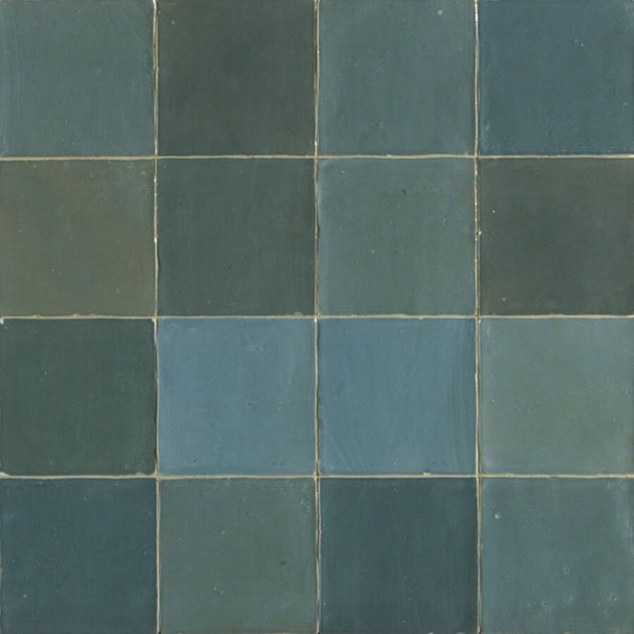 L&apos;Antic Colonial Wandtegel Marokkaans groen Nazari 11x11cm chauen glans