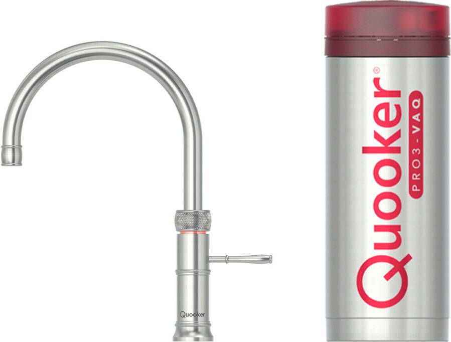 Quooker Classic Fusion round met PRO3 boiler 3-in-1 kokend water kraan RVS