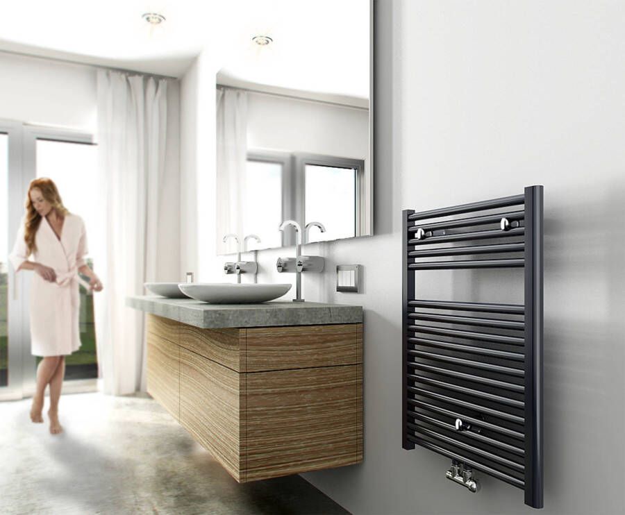 Saqu Calm handdoekradiator 463W 60x77cm mat antraciet