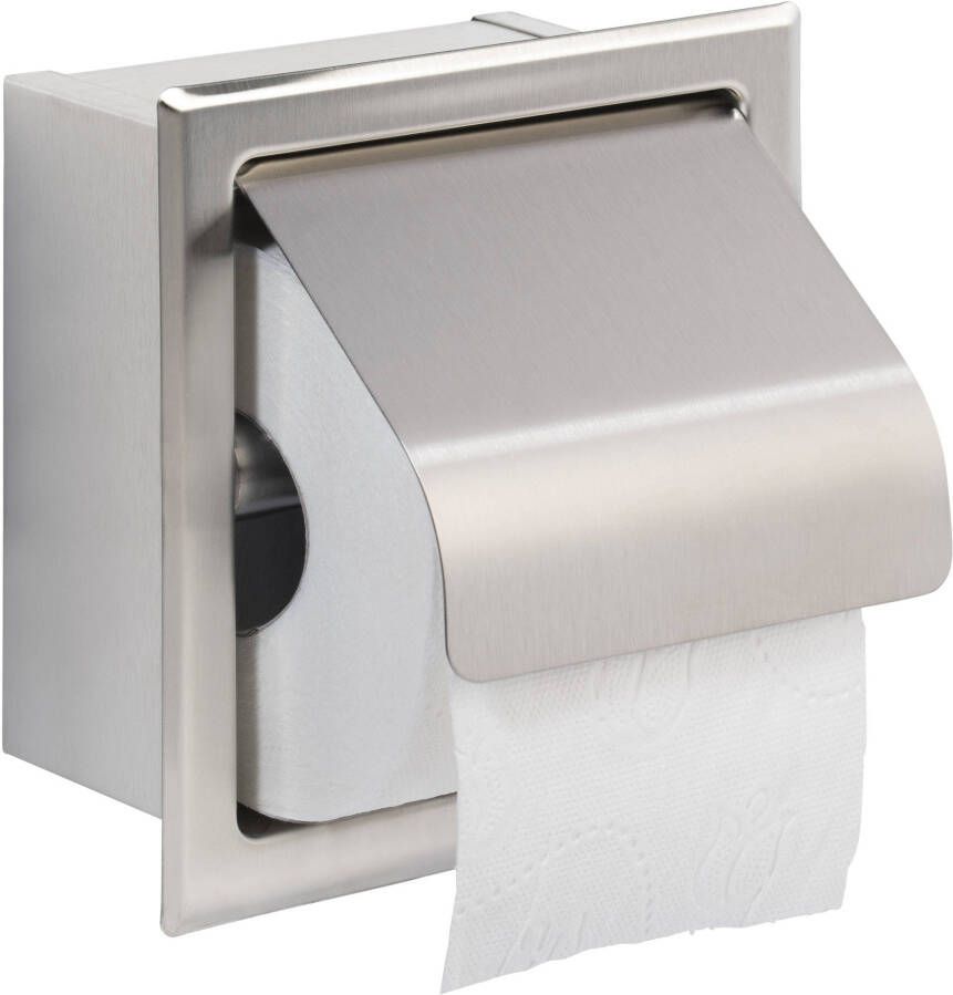 Saqu Essential inbouw toiletrolhouder met klep RVS