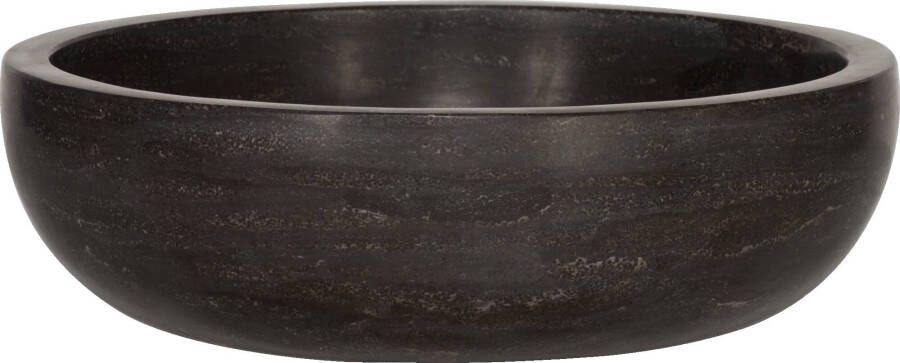 Saqu Tweedekans Nature Collection ronde waskom Ø 40x12 cm natuursteen zwart 04336