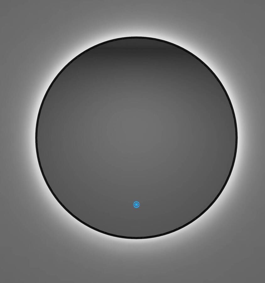 Saqu Cerchio ronde spiegel met LED verlichting Ø60cm mat zwart