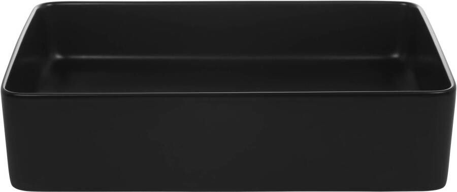 Saqu Sink vierkante waskom 35x50x14 5cm keramiek glanzend zwart