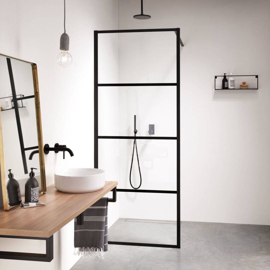 Douche Concurrent Inloopdouche Sealskin Soho 140x210cm Zwart 8mm Helder Glas Veiligheidsglas Seal Coating - Foto 5