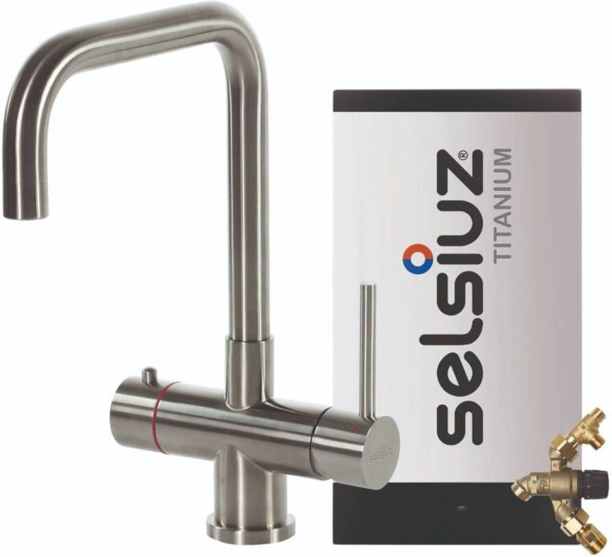 Selsiuz 3-in-1 kokend water kraan haaks met combi extra boiler RVS