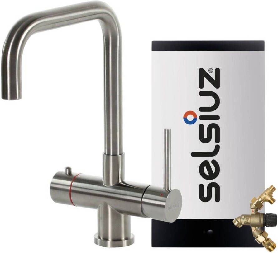 Selsiuz 3-in-1 kokend water kraan haaks met combi extra boiler RVS