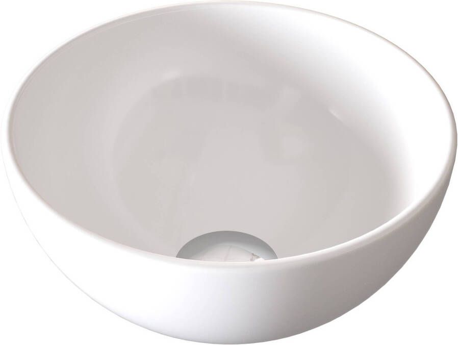 Sjithouse Furniture Opbouwkom rond 23cm model Moon keramiek wit glans 3OP23104KW