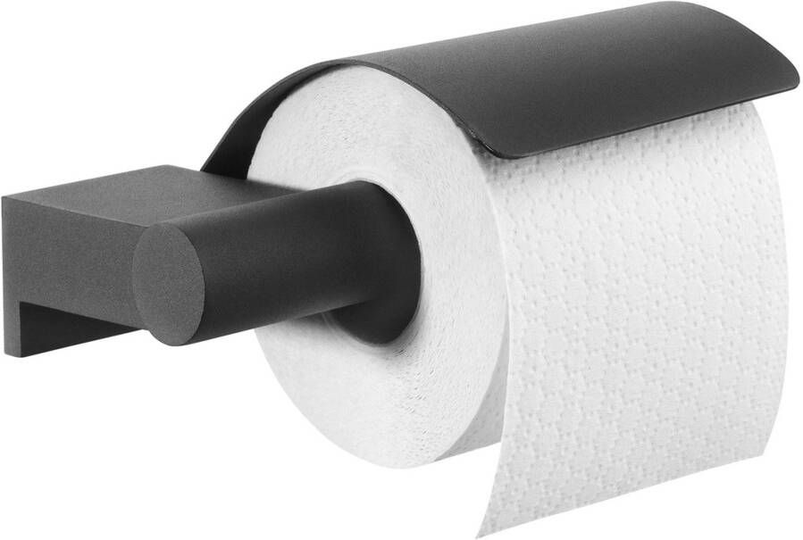 Tiger Bold Toiletrolhouder met klep Zwart 16.8x5.2x13.4cm 289130746 - Foto 2