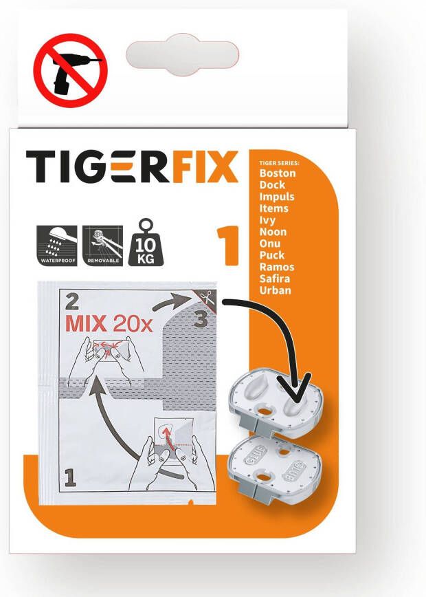 Tiger fix Type 1 set van 2 stuks 4 x 0 6 x 3 5 cm chroom