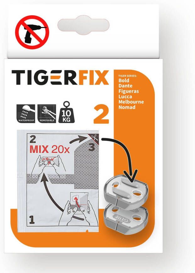 Tiger Fix type 2 set van 2 stuks 3 x 0 6 x 2 9 cm chroom