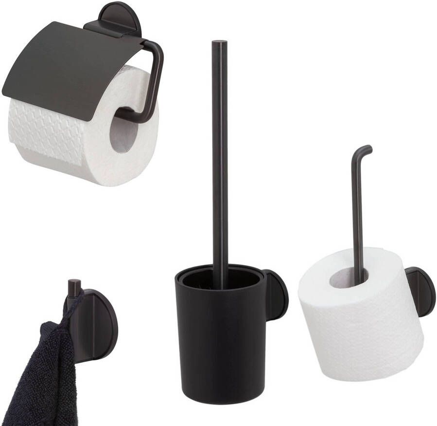 Tiger Tune toiletaccessoires set 4-delig hangend Zwart geborsteld Zwart