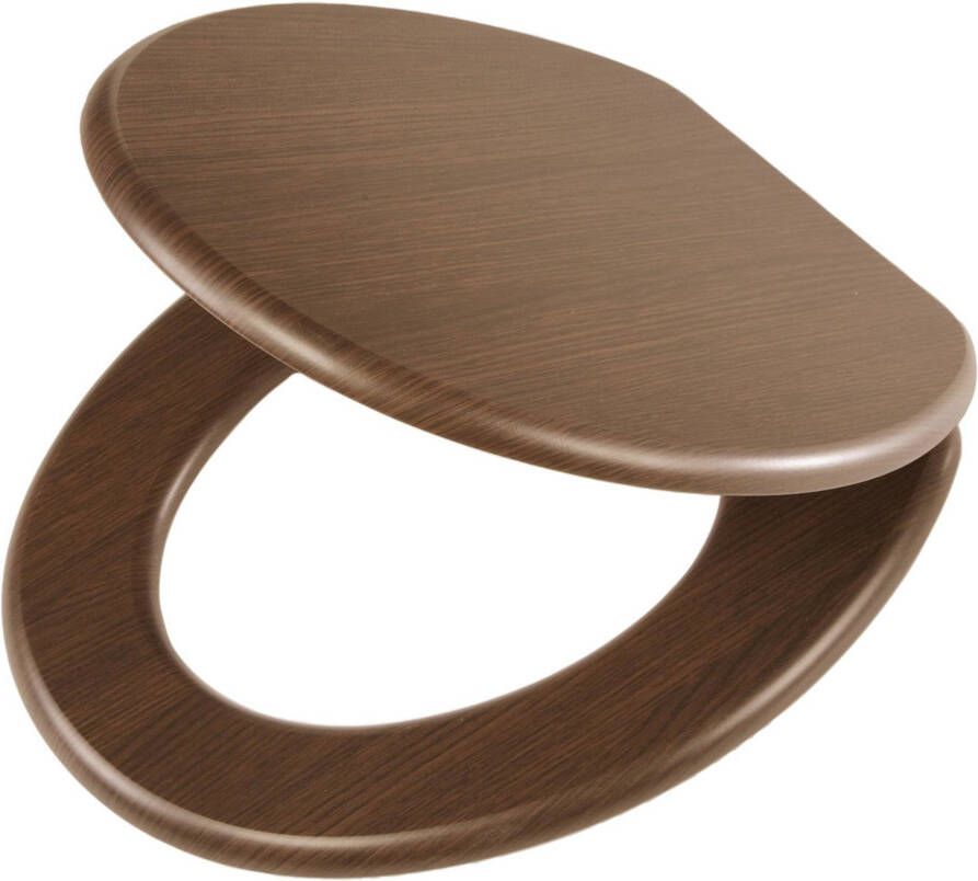 Tiger Douglas toiletzitting met deksel en softclose 37 x 45 5 x 5 cm hout walnoot