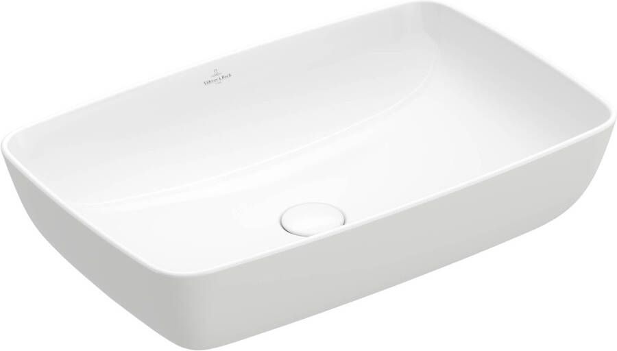 Villeroy & Boch Artis opzetwastafel rechthoek 58x38 cm zonder kraangat zonder overloop ceramicplus wit alpin