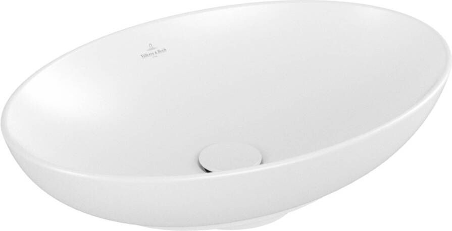 Villeroy & Boch Loop & Friends Opzetwastafel 560 x 380 x 120 mm Stone White CeramicPlus met overloop ongeslepen