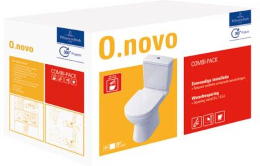 Villeroy & Boch O.novo combipack duobloccombinatie met quickrelease en softclose zitting ceramic wit alphin 5661w301