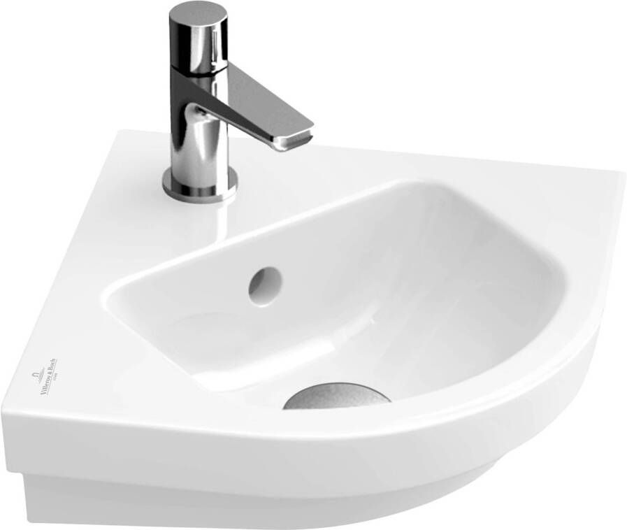 Villeroy & Boch Tweedekans Subway 2.0 hoekfontein 32x32 cm. met kraangat met overloop Wit 02086