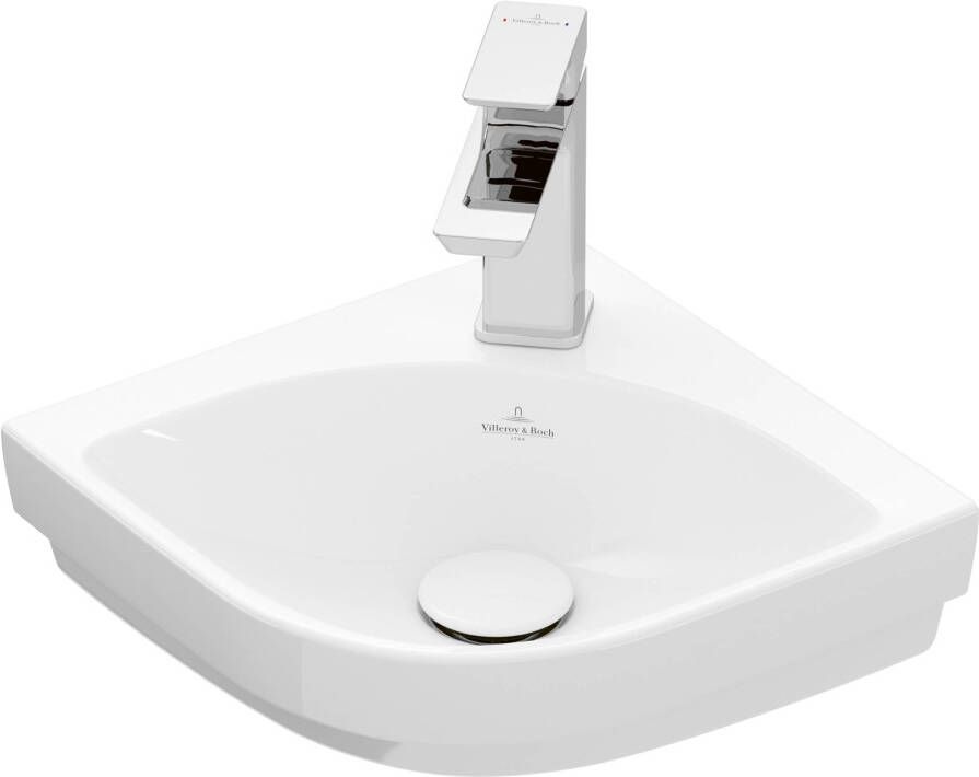 VILLEROY&BOCH Villeroy&amp Boch Subway 3.0 hoekfontein kwartrond voor 1 gat armatuur kraangat doorgestoken zonder overloop. Alpin wit