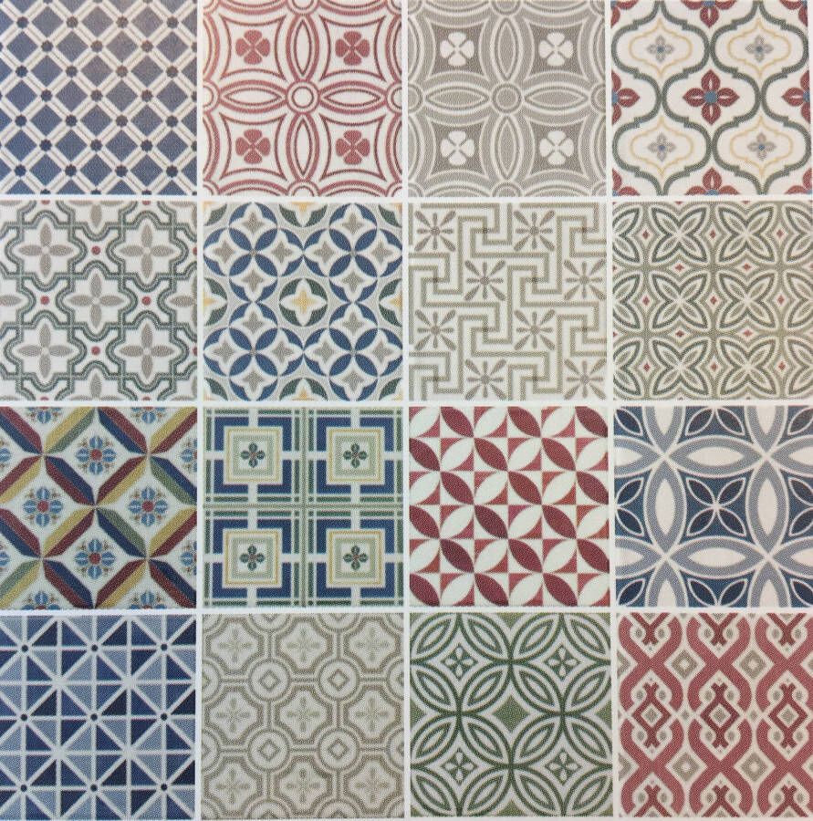 Vintage Vloer- wandtegel blauw Portugees Country 13x13cm patchwork mat
