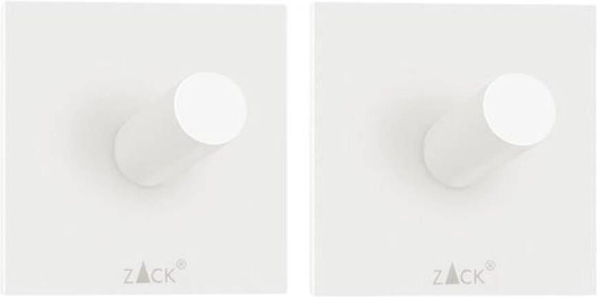 ZACK Duplo zelfklevende handdoekhaakjes 2 stuks 4 2cm vierkant wit