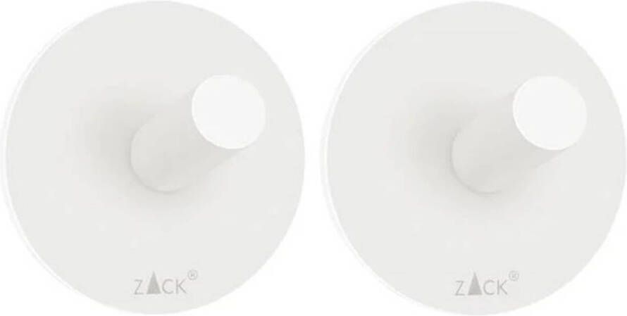 ZACK Duplo zelfklevende handdoekhaakjes 2 stuks 4 5cm rond wit