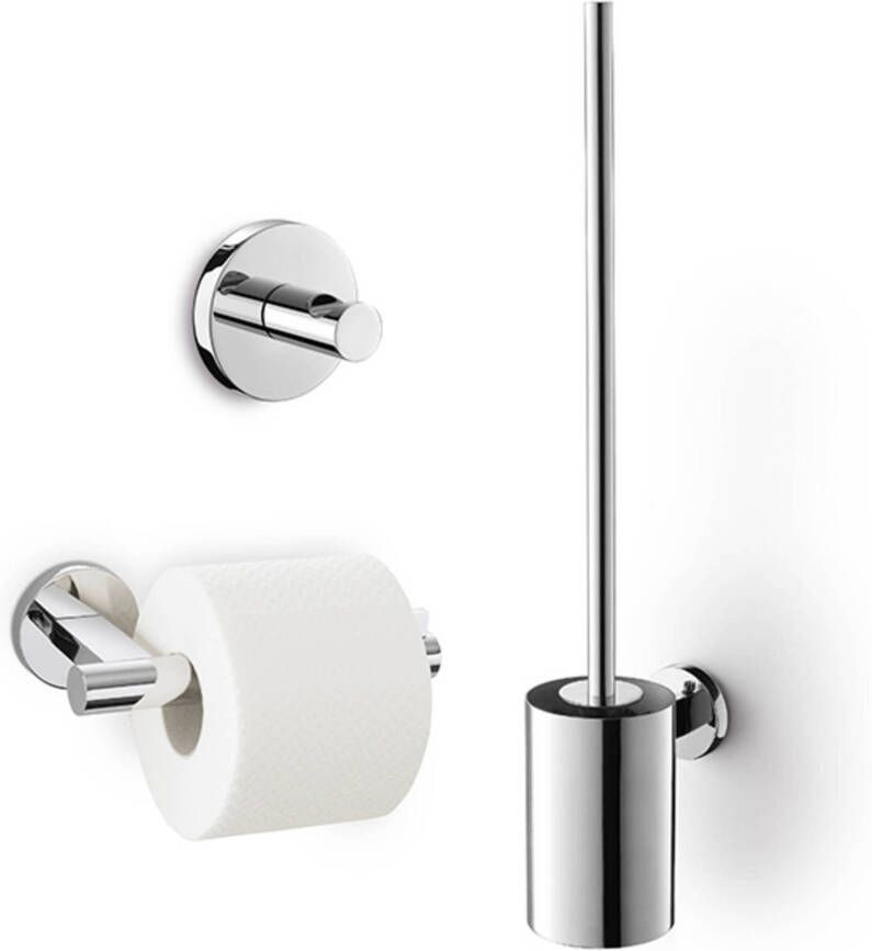 ZACK Scala toilet accessoireset 3-in-1 glans RVS