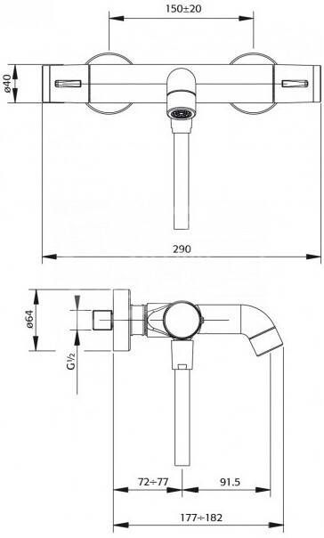 Beterbad Pure Duero thermostatische badkraan DU5406