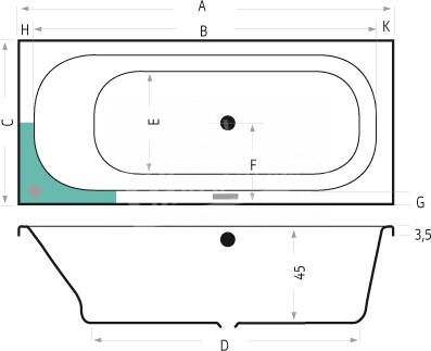 BeterBad-Xenz Aruba 170x75 cm ligbad 260L Bahama glans