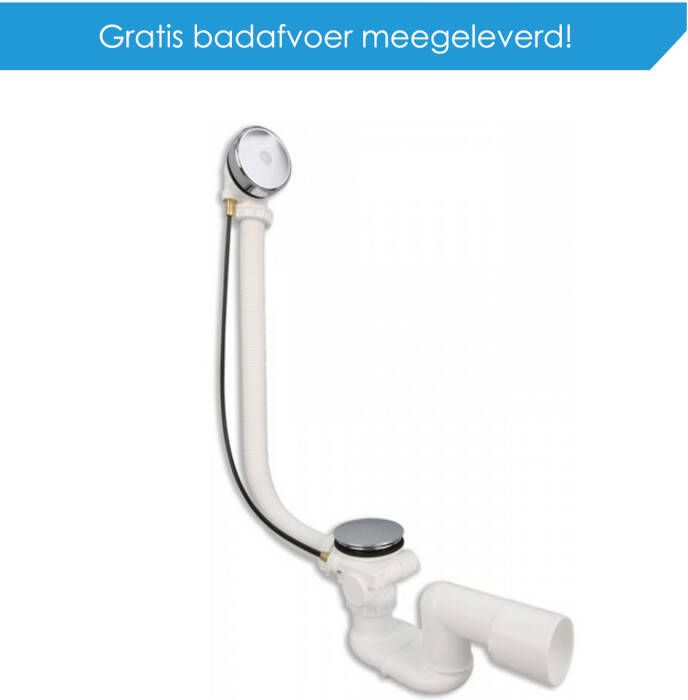 BeterBad-Xenz Barbados 180x80 ligbad met douchegedeelte 220L Pergamon glans