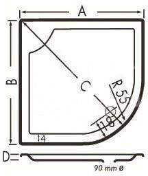 BeterBad-Xenz Beterbad Xenz Bounty (100x90x4 cm) douchebak Kwartrond Wit Links