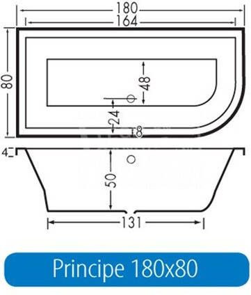 BeterBad-Xenz Beterbad Xenz Principe Links (180x80x50cm) Duobad 290L Acryl Wit