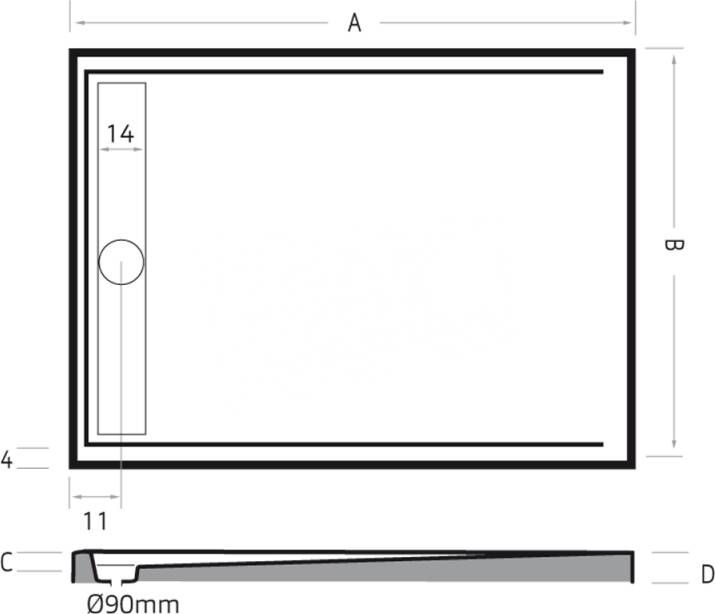 BeterBad-Xenz Easytray 90x90x5 cm acryl zelfdragende douchebak incl. gootcover cement mat