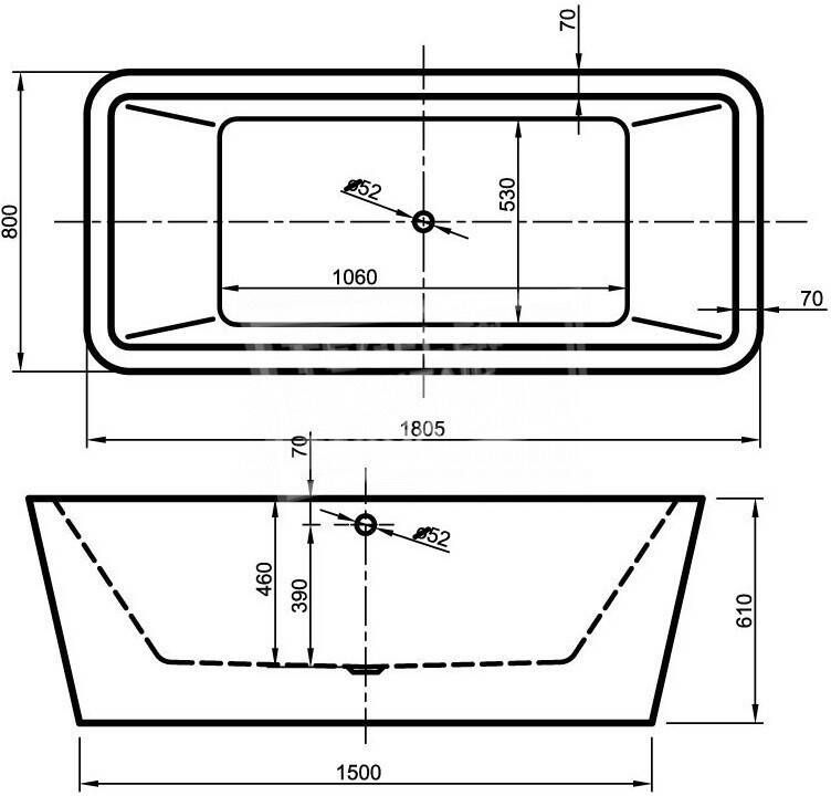 BeterBad-Xenz Marina 180x80x60 cm vrijstaand bad edelweiss mat