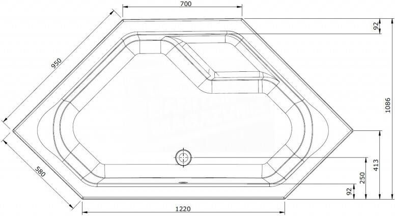 Bibury Whirlpool Napels Combi (145x145x44 5cm) Hoekbad Pneumatisch