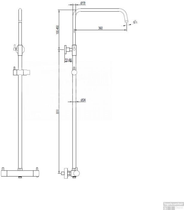 Brauer Regendouche Brushed Showerpipe met Thermostaat 30cm Geborsteld Nikkel