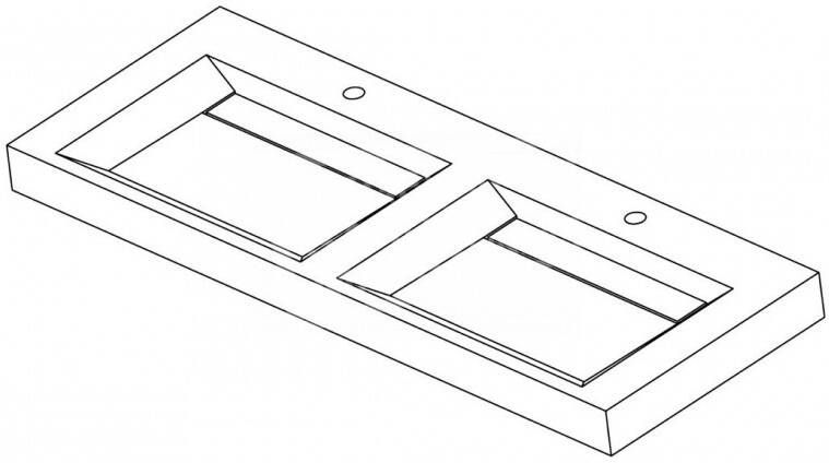 Forzalaqua Bellezza Doppio Wastafel 140 cm Basalt Gezoet 140 5x51 5x9 cm 2 wasbakken 2 kraangaten