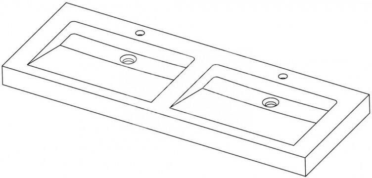 Forzalaqua Palermo Doppio Wastafel 140 cm Hardsteen Gefrijnd 140 5x51 5x9 cm 2 wasbakken 2 kraangaten